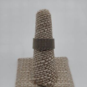 Size 7 Sterling Silver Rustic Mesh Design Band Ring A3166